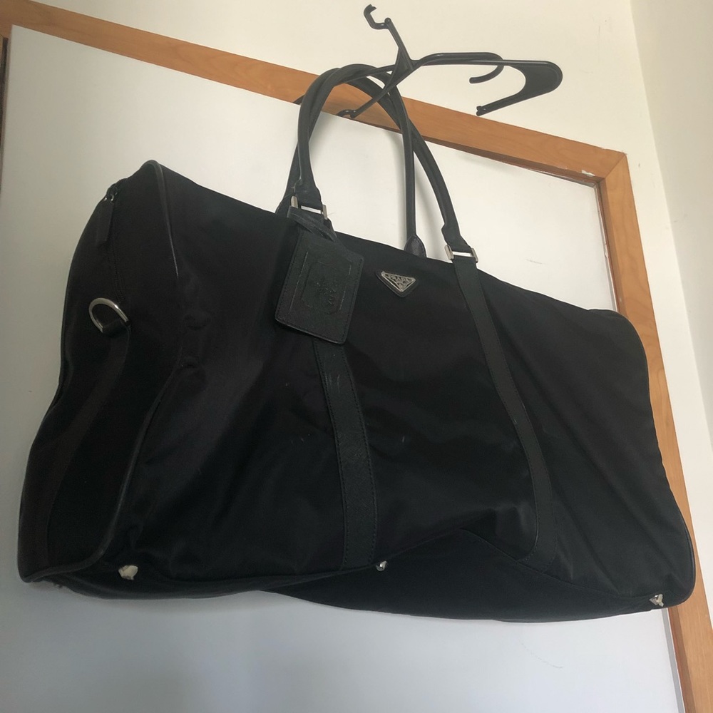 Prada Small Leather Trimmed Duffel Bag